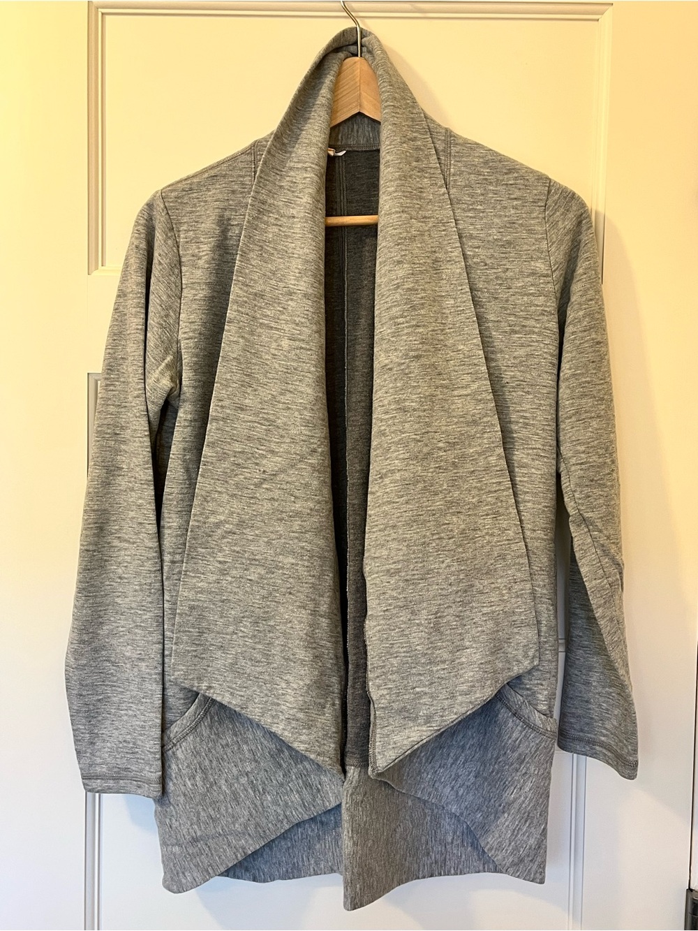 Lucy • Open Front Terry Knit Cardigan • Asymmetrical Drape • Size S/P